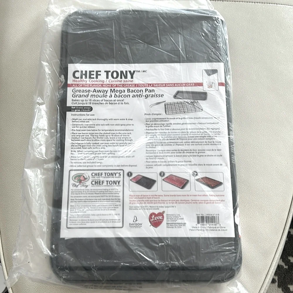 Chef Tony Healthy Bacon Lovers Cooking Pans NEW Factory Sealed Kitchen